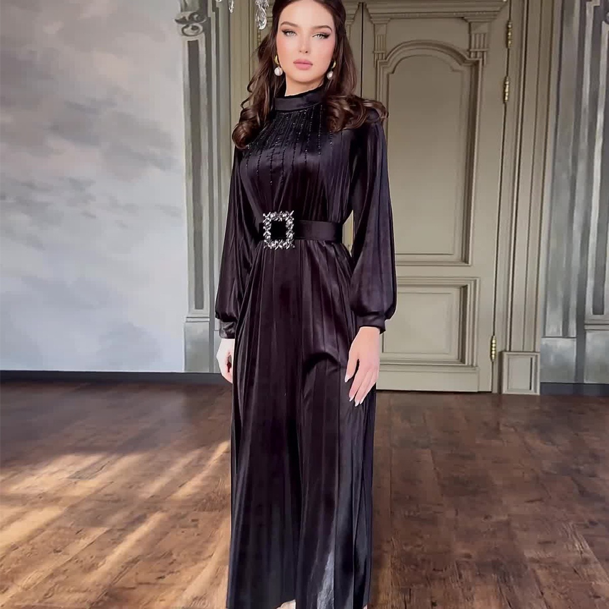 Pleated Loose Belt Dress, picture 2 of 5