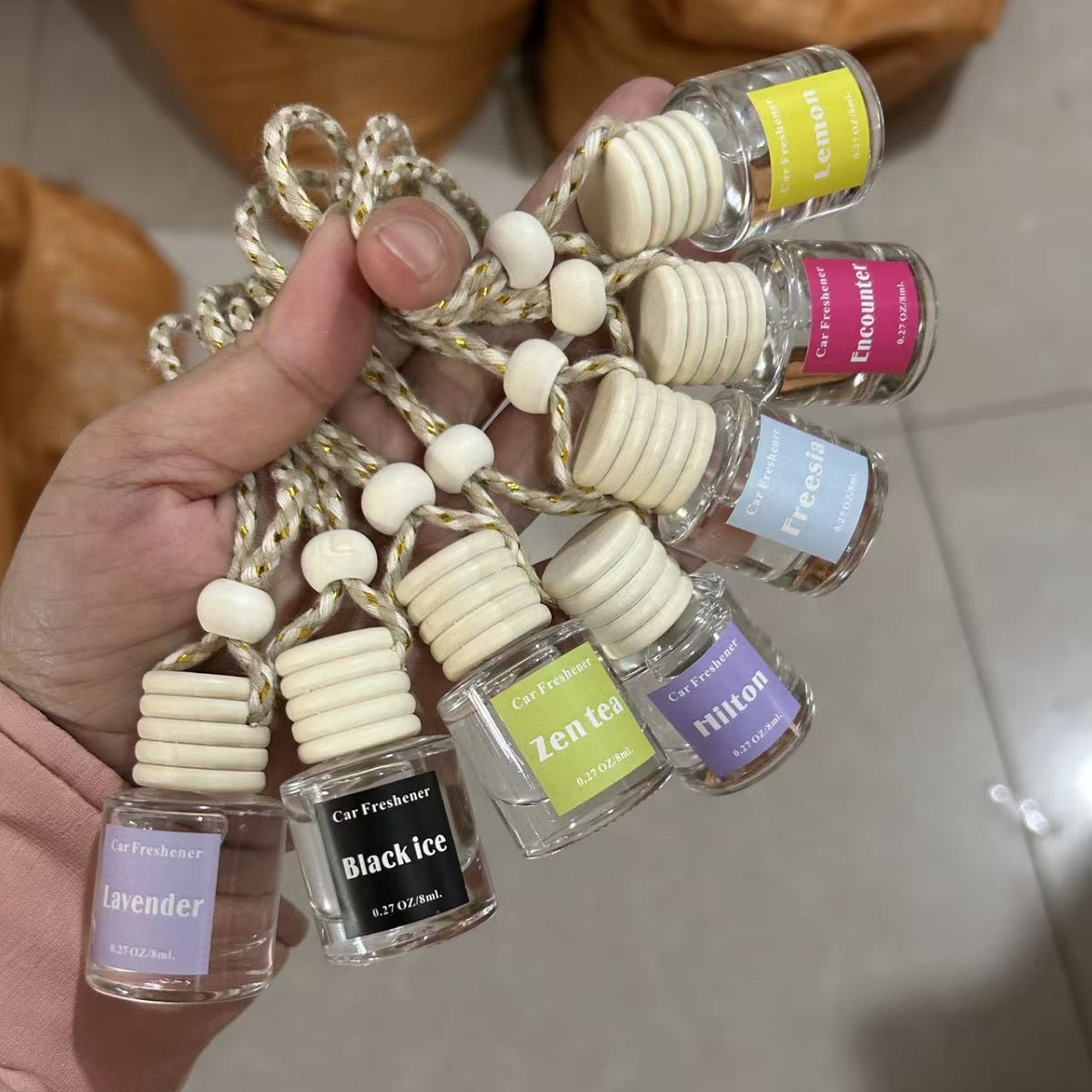 Car Scented Glass Bottle Rearview Mirror Pendant 3