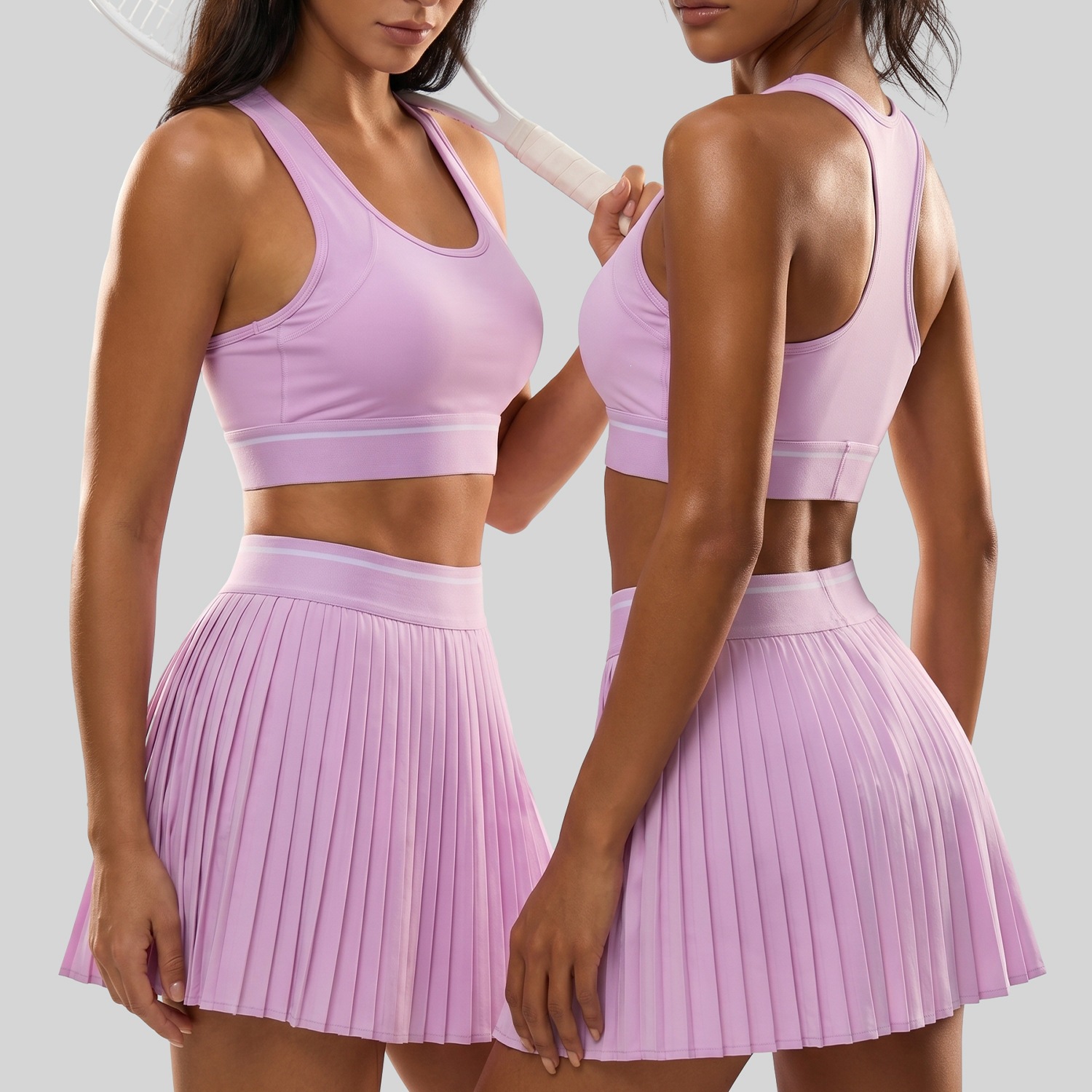 Contrast-color High-waisted Anti-exposure Yoga Skirt 5