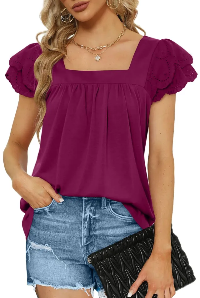 Fashion New Women's Casual Top Purplish Red - Shop at LoveMi