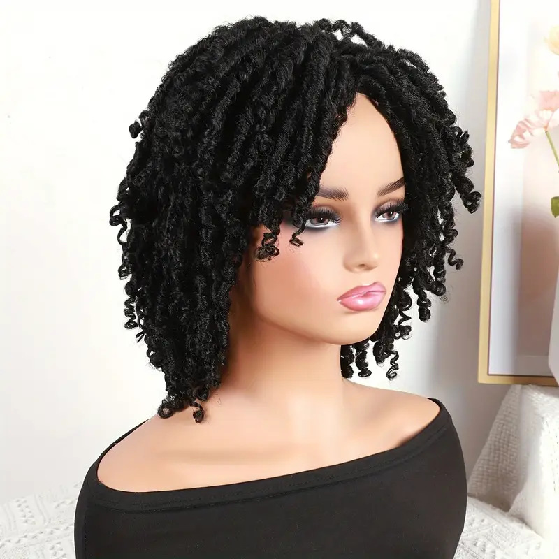 African Small-curl Wig With Braided Hair