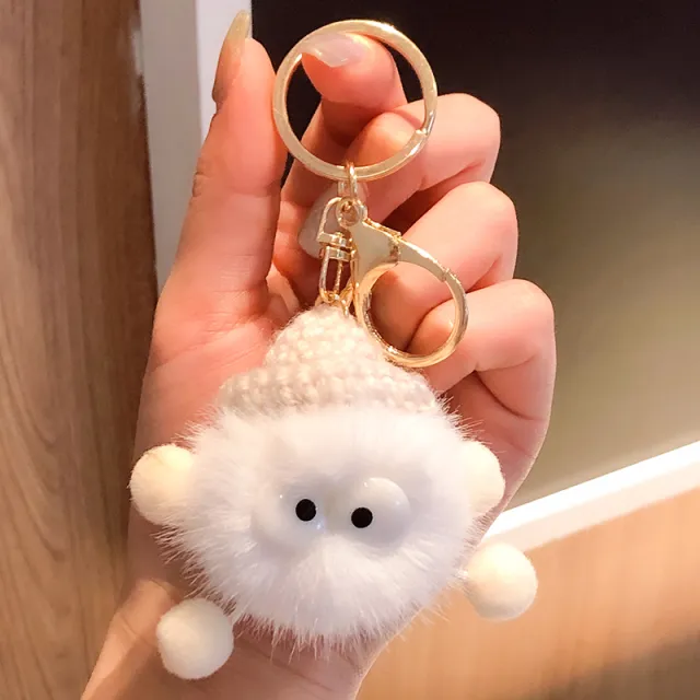 Mink Fur Coal Golf Cart Keychain Female White - Shop at LoveMi