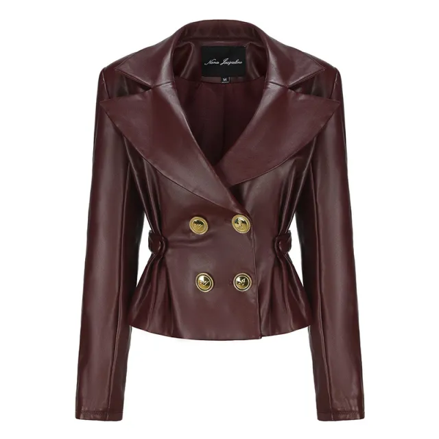 Wine Red Short Jacket Pleated Skirt Suit Wine Red Jacket - Shop at LoveMi
