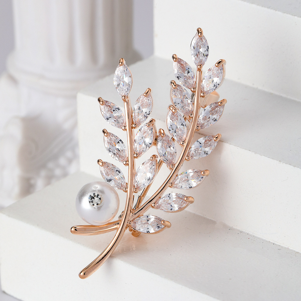 High-grade Leaf Pearl Brooch For Women — foto 2