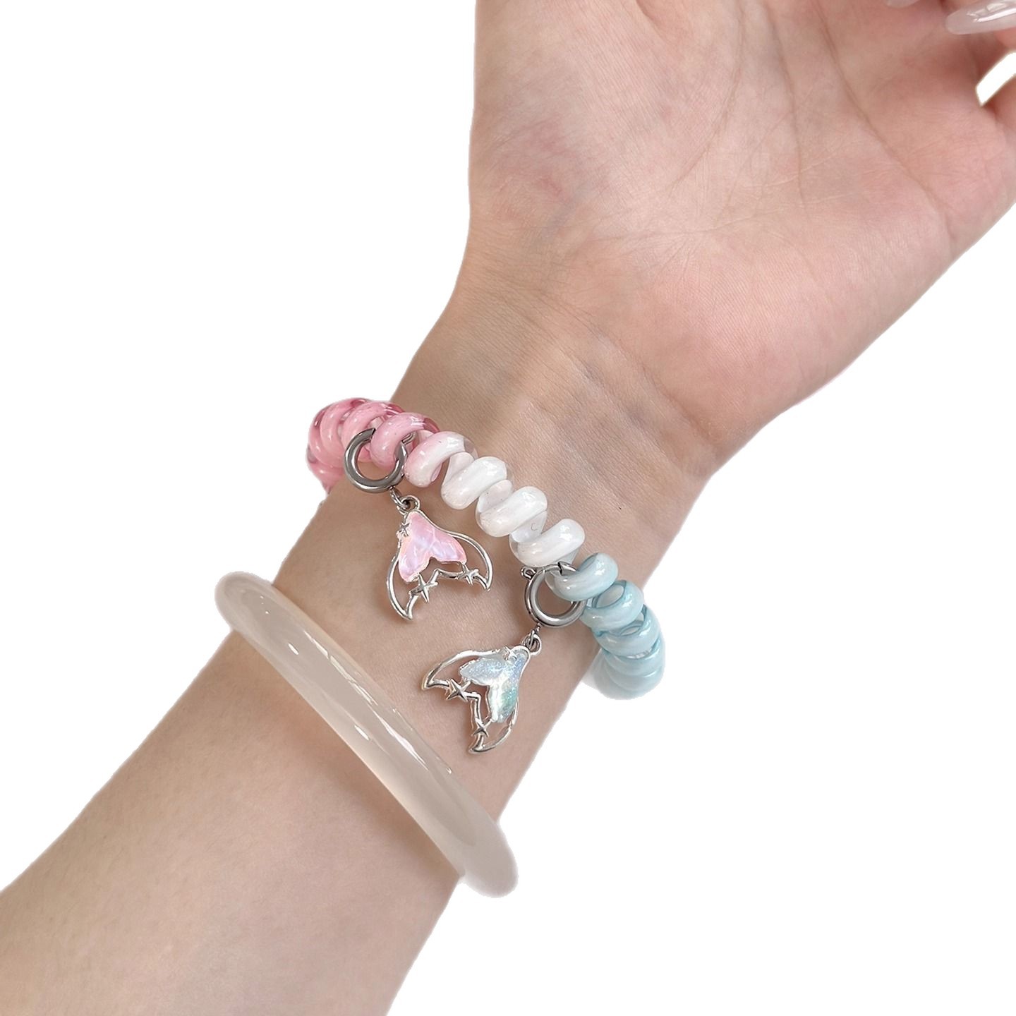 Spiral Telephone Cord Watch Band - Elastic Coil Strap Replacement Accessory for Smartwatch 5