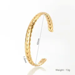 Titanium Steel Gold Wheat Bracelet Geometric Weaving - Gold - View 1