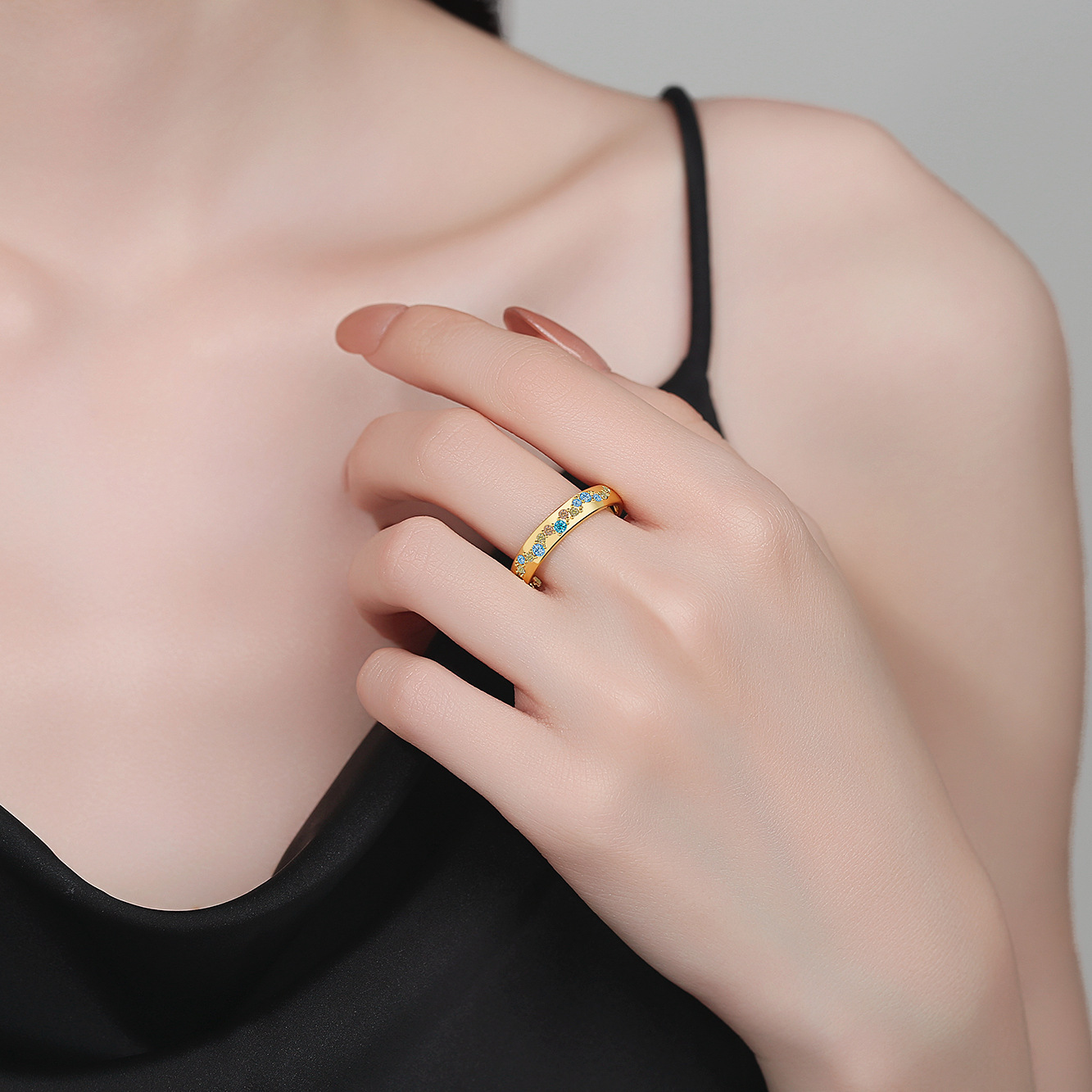 S925 Sterling Silver Ring Jewelry With A Starry Sky Design