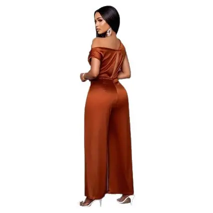 Womens Solid-Color Fashionable Slim-Fit Jumpsuit