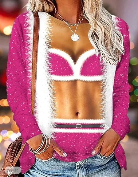 Women's Creative 3D Printed Round Neck Long sleeved Sweater Type A - Shop at LoveMi