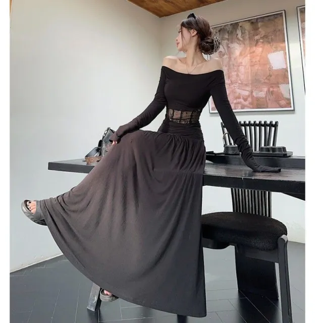 Lady's Off shoulder Top And Skirt Set Black - Shop at LoveMi