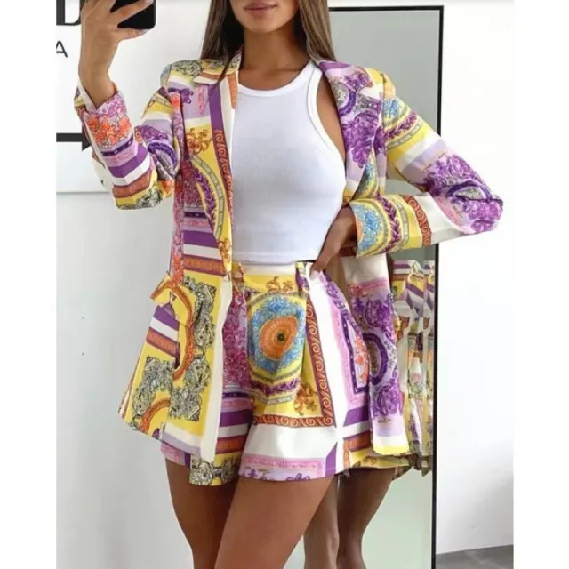 Slim fit One button Printed Women's Small Suit Purple - Shop at LoveMi