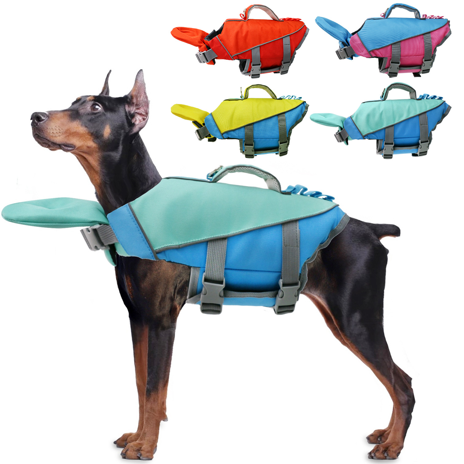 Dog Pet Dog Swimsuit Reflective Patchwork Life Jacket