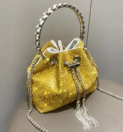European And American Shiny Diamond Handbag For Women - Gold - View 1