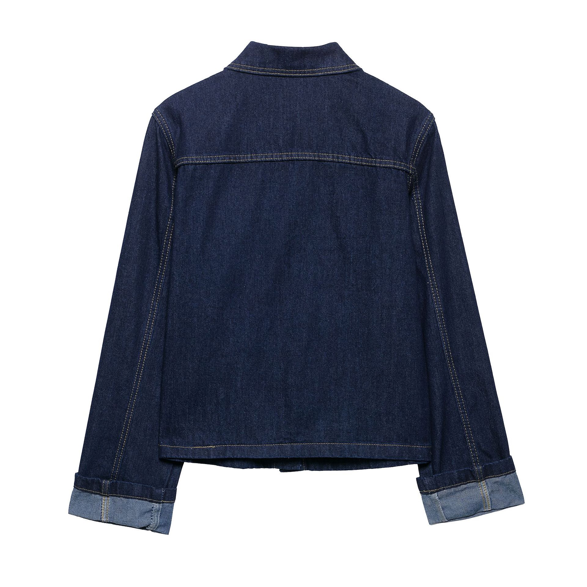 Lapel Cuff Denim Style Short Denim Coat Skirt Outfit