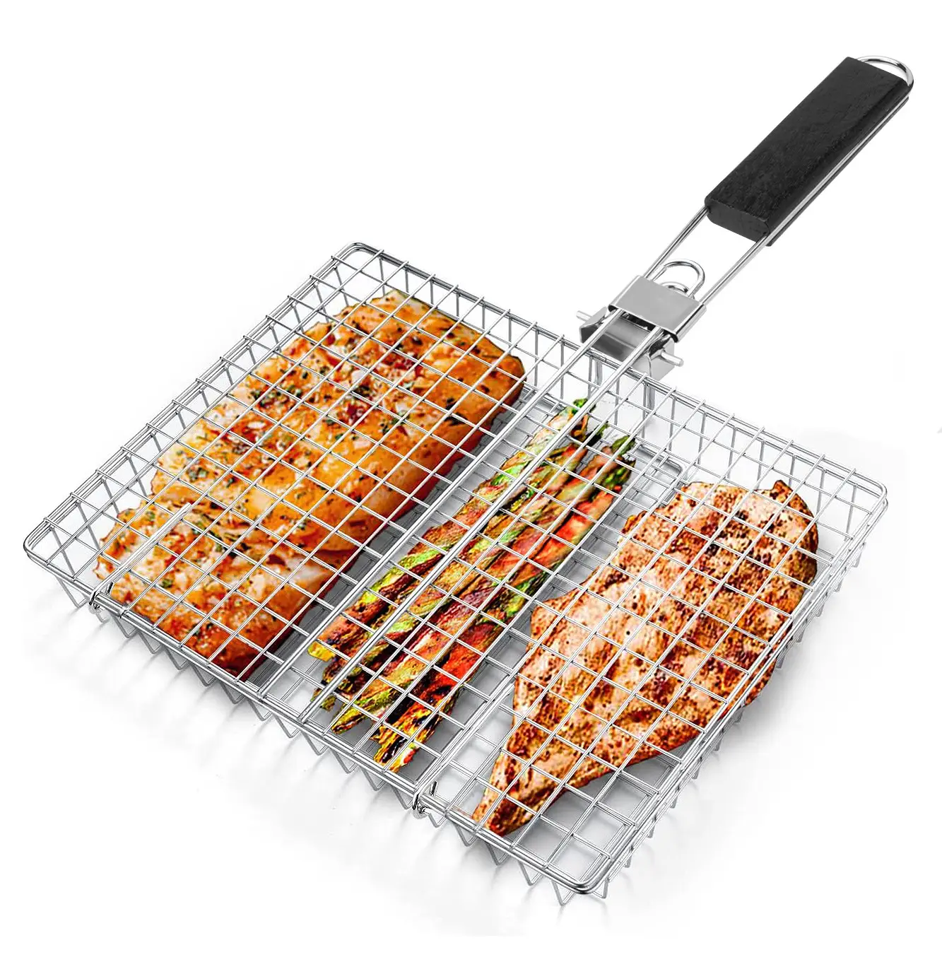 Folding Handle BBQ Clamp Roast Chicken Outdoor Multifunctional