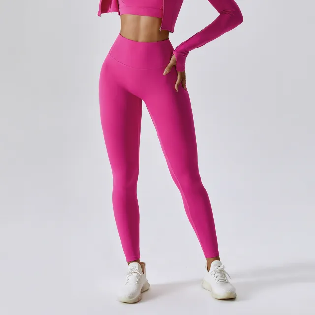 Breathable Outer Wear Skinny Running Nude Feel Quick drying Fitness Pants Magenta - Shop at LoveMi