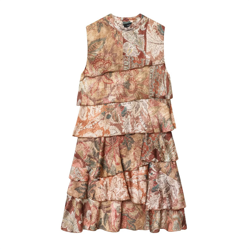 European And American Style Fashion Printed Layered Decorative Mini Dress - Shop at LoveMi