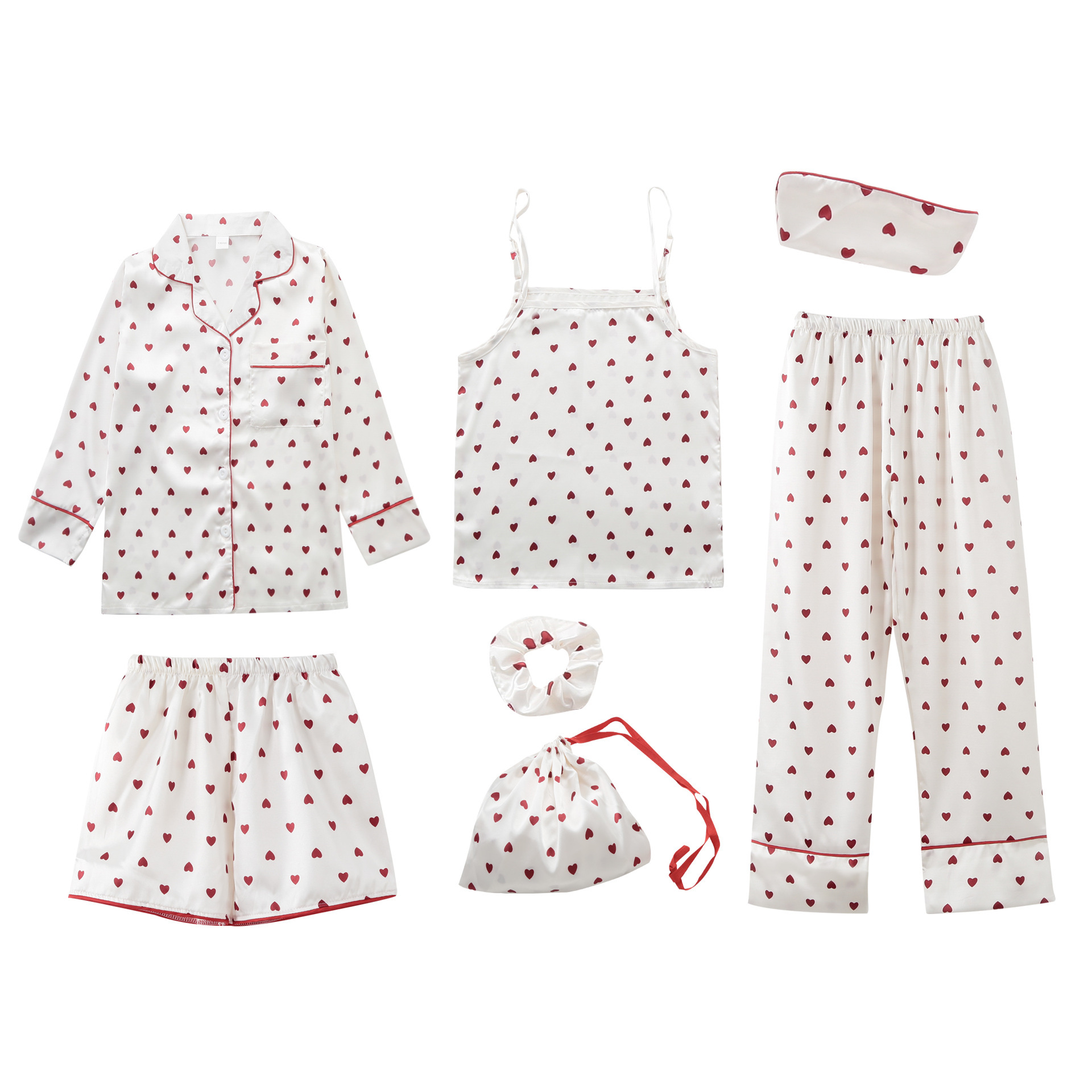 Seven-Piece Satin Pyjama Set