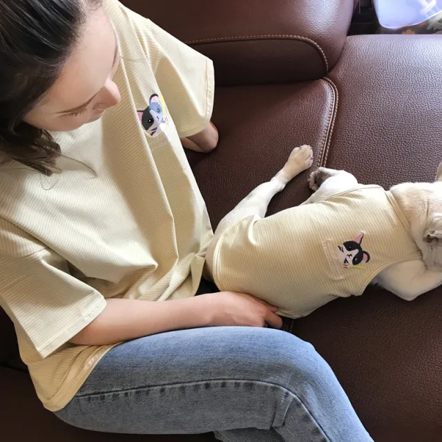 Summer Thin Cotton Dog Clothing And People Beige - Shop at LoveMi