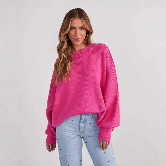 Fake Wind Long Sleeve Round Neck Knitted Top Coat For Women Red - Shop at LoveMi