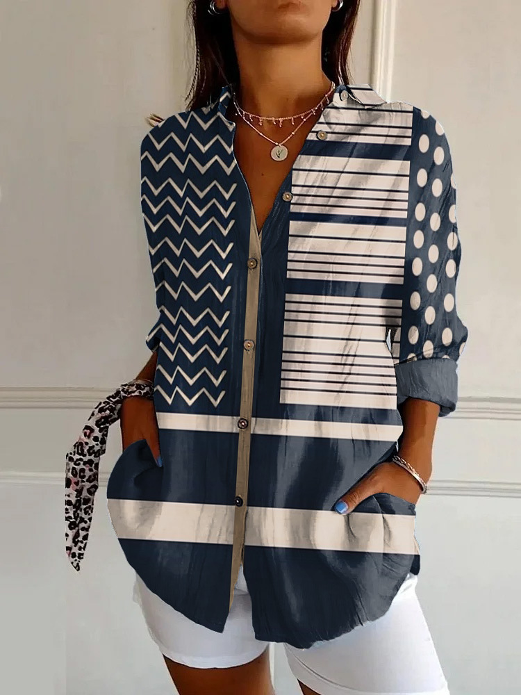 Womens Floral Pattern 3D Printed Long-Sleeve Shirt