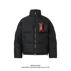 Short Cotton Jacket Bread Loose Coats - Black - View 1