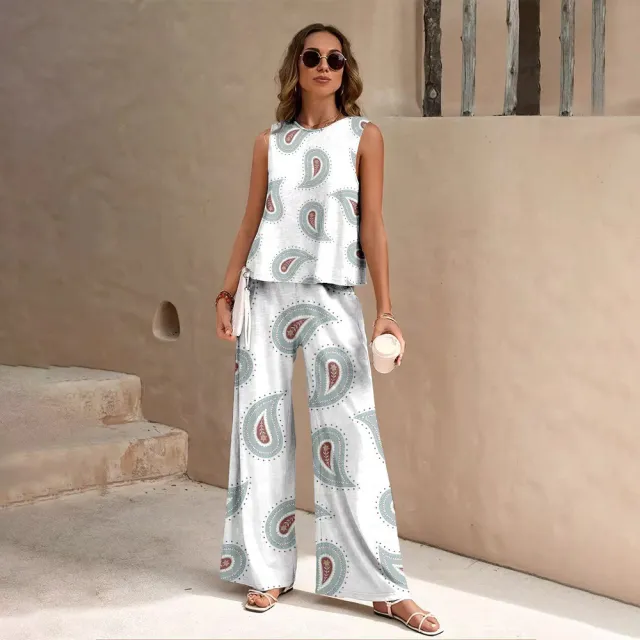 European And American Fashion Nation Geometric Vest Pants Suit Wn11Wr06Zn250108T006 M - Shop at LoveMi