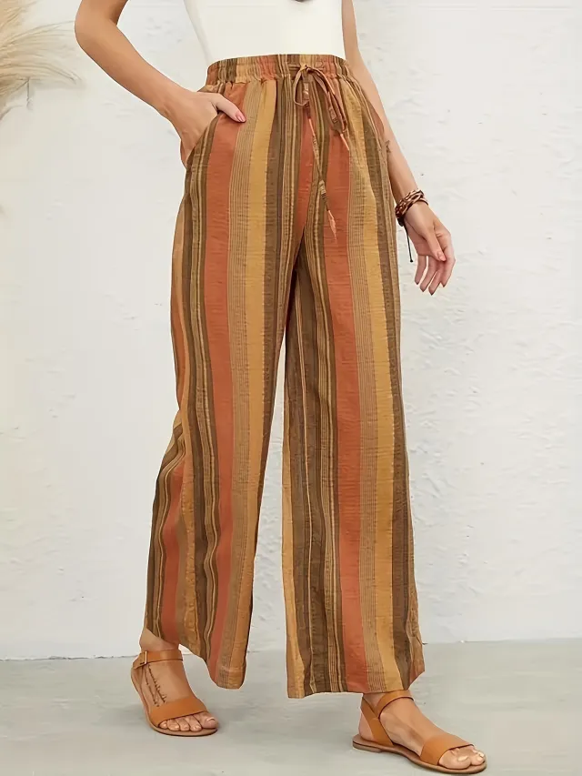 Striped Women's Loose Harem Pants Retro Artistic Thin Color - Shop at LoveMi