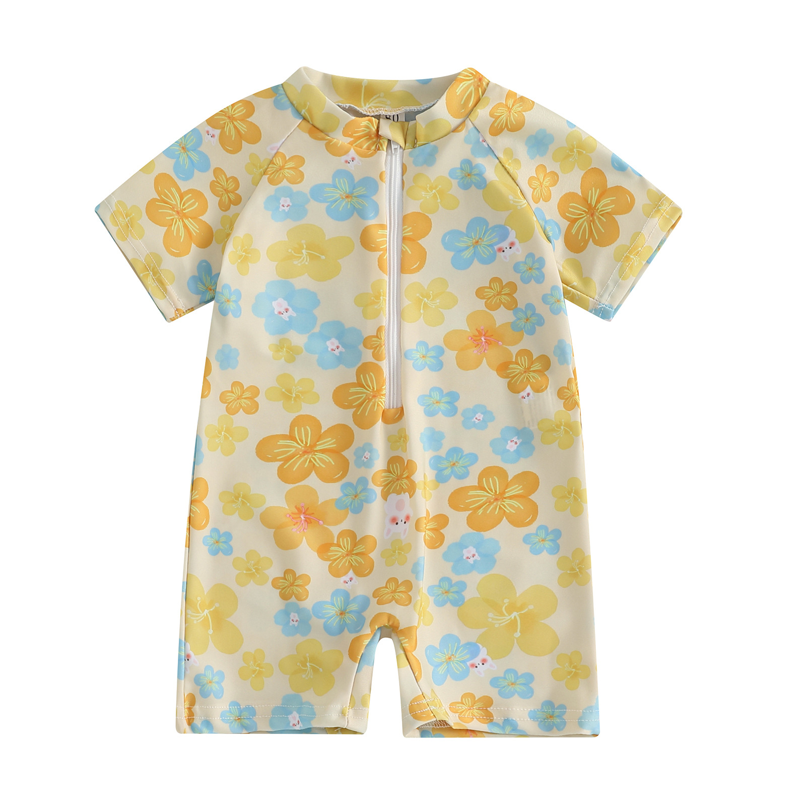 Girls' Bowknot Full Printed One-piece Swimsuit