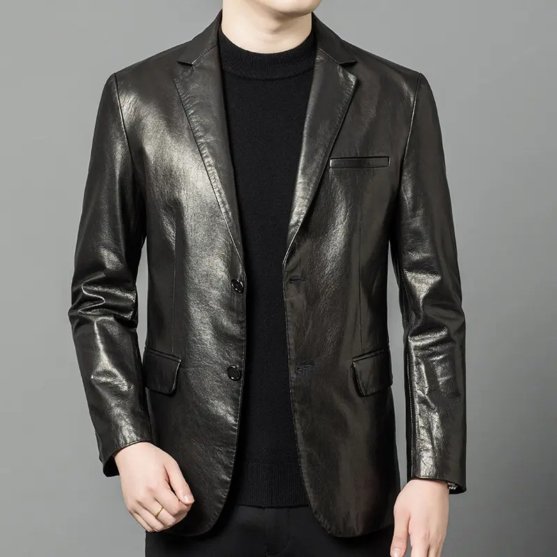 High-end Oil-Waxed Sheepskin Fashionable Casual Blazer