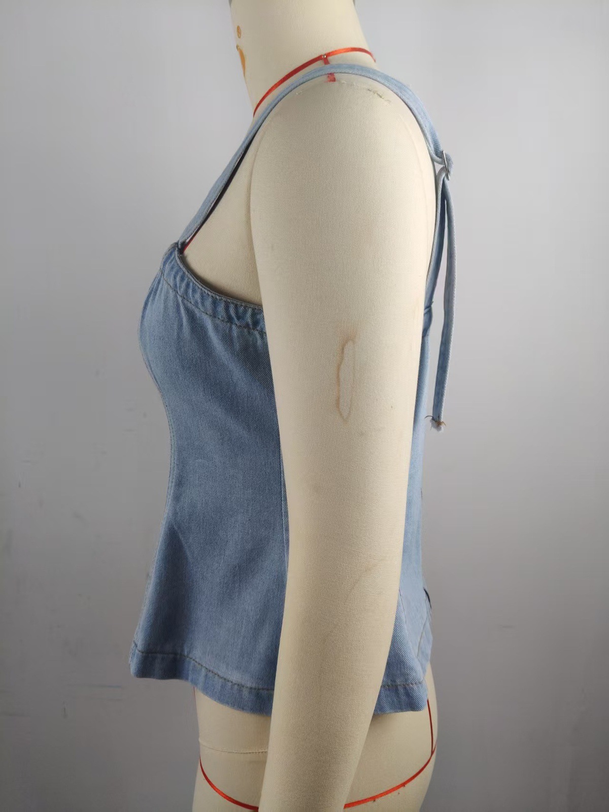 European And American Style Fashionable Simple Strap Denim Vest Top