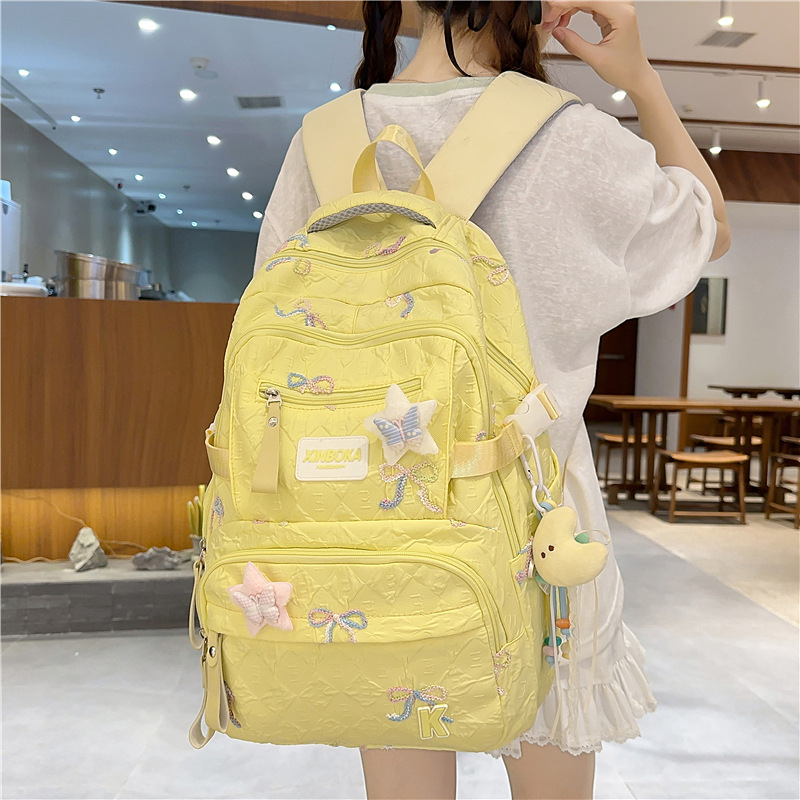 Sweet Multi-compartment Lightweight High-capacity Backpack Black Star Pendant