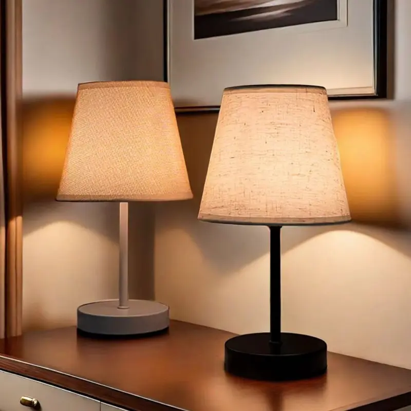 Solid Wood Fabric Iron Lamp Bedroom Bedside
