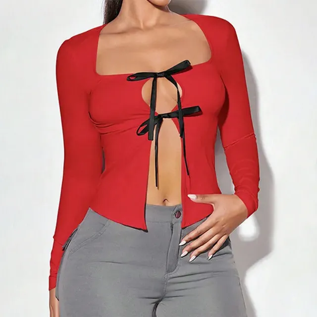 Unique Design Sense T shirt Sexy Style Red Top Women Red - Shop at LoveMi