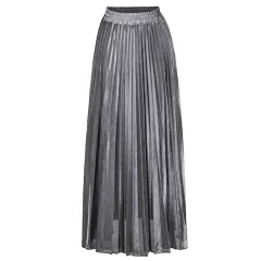Women's Solid Color Polyester Skirt - Charm Silver - View 1