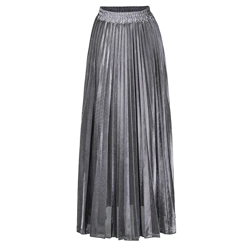 Women's Solid Color Polyester Skirt - Charm Silver
