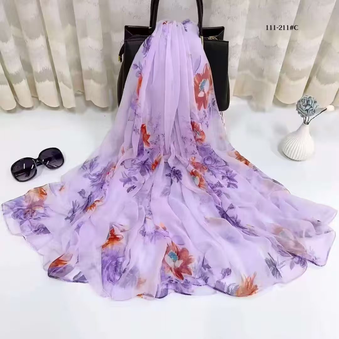Printed Sun-protective Silk Scarf For Women