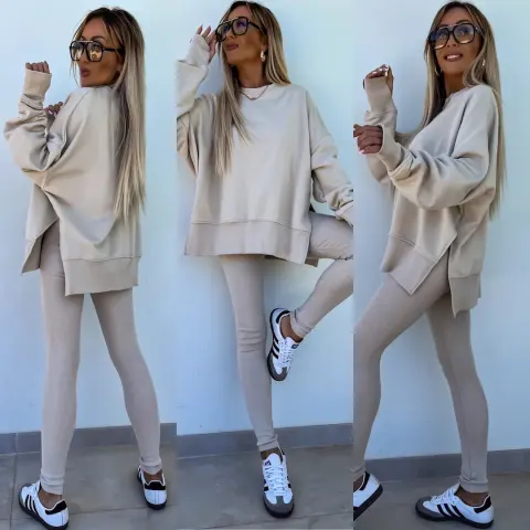 Sweater Suit Women's Casual Loose Long Sleeve Crew Neck