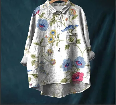 Bamboo Linen Printed Fashion Polo Collar Shirt Xl24053 Hyh52 5Xl - Shop at LoveMi