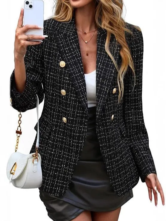 Women's Clothing Solid Color Suit Autumn Simplicity Style Black - Shop at LoveMi