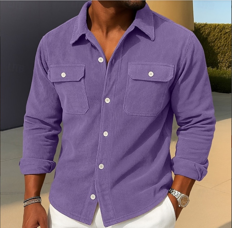 Mens Loose-fit Corduroy Shirt-coat