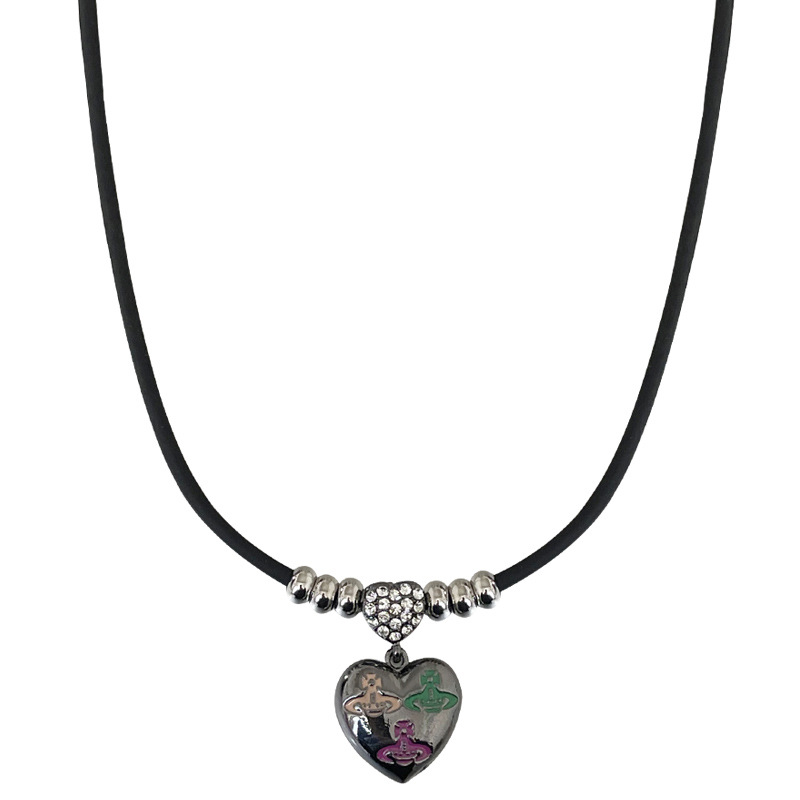 Sweet Cool Colored Loving Heart Necklace Simple