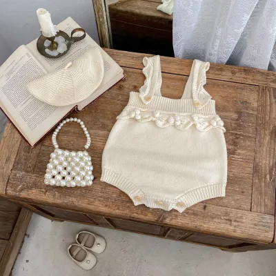 Infant Hand Crocheting Ball Strap Onesie