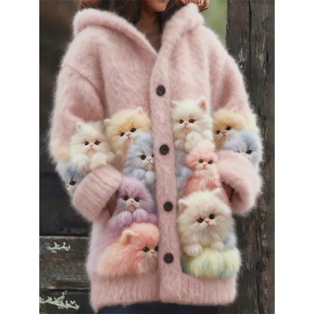 New Cat Pattern 3D Printed Casual Hooded Cape Jacket Wqjlwtsx6697 - Shop at LoveMi