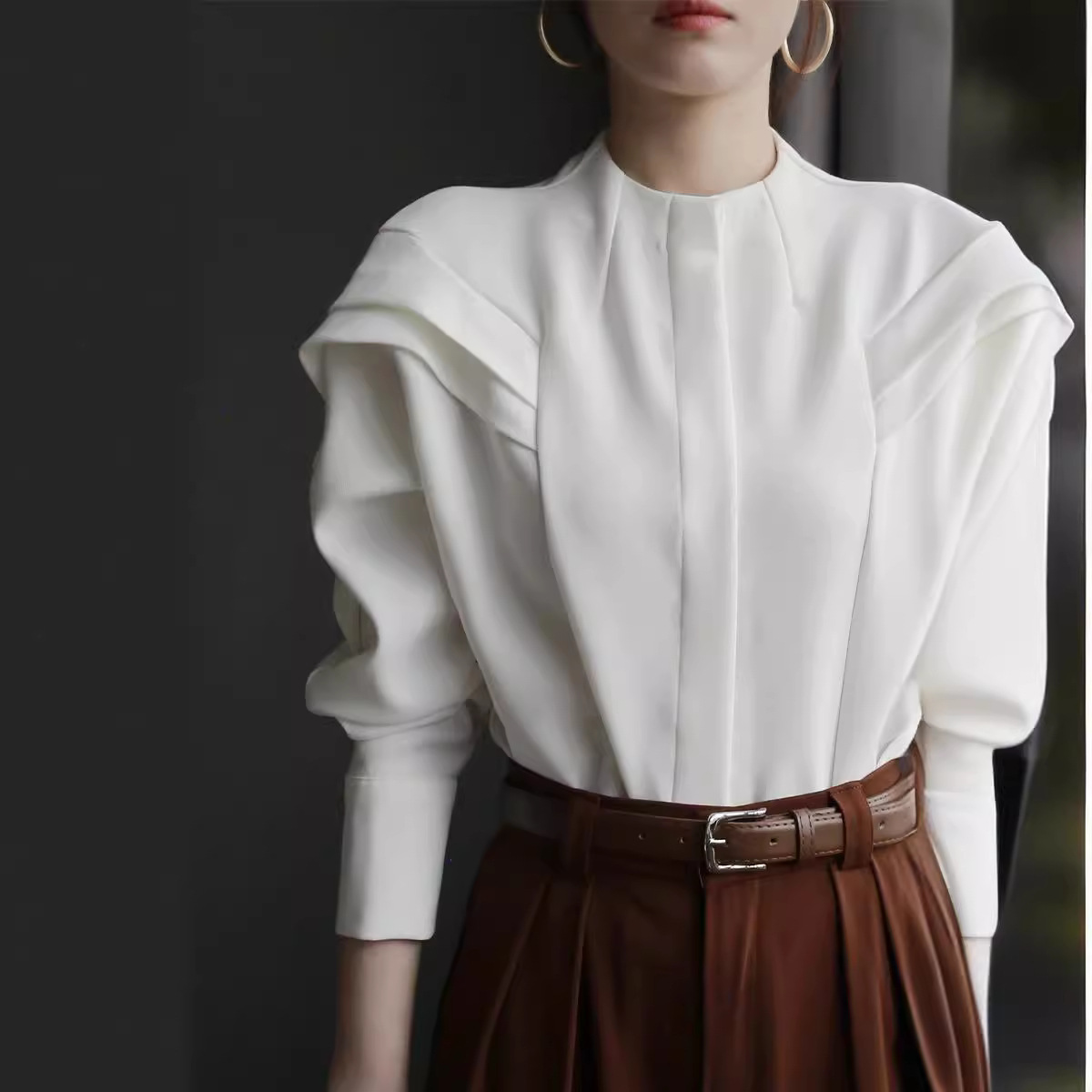 Simple Batwing Sleeve Casual Shirt For Women