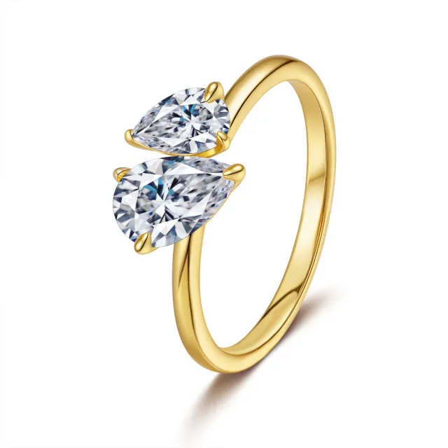 Women's 925 Sterling Silver Square Drop Exaggerated Moissanite Ring Gold - Shop at LoveMi