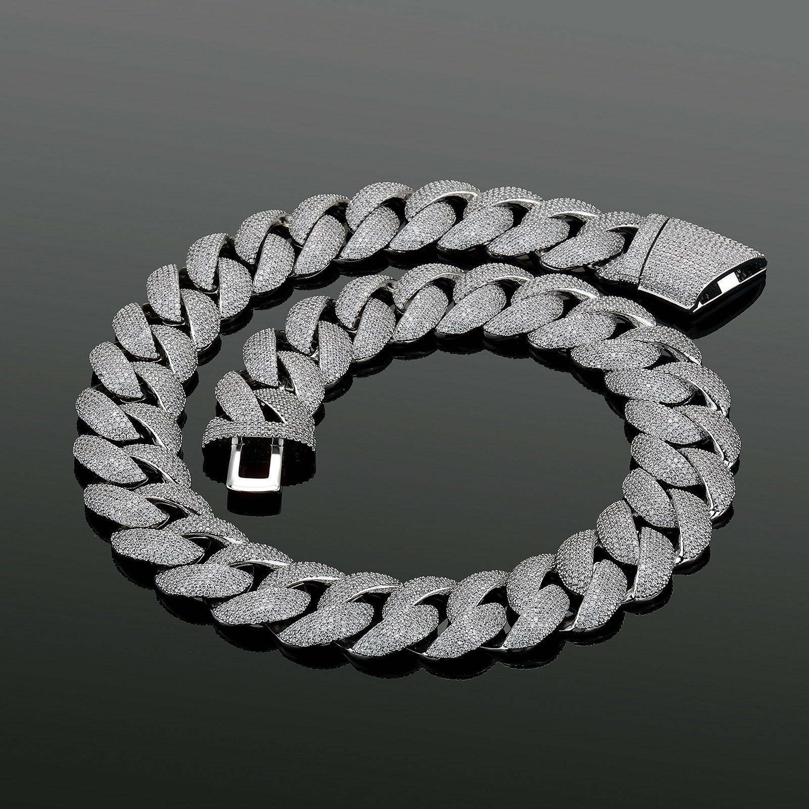 24mm Bubble Cuban-link Full-diamond Bracelet And Necklace