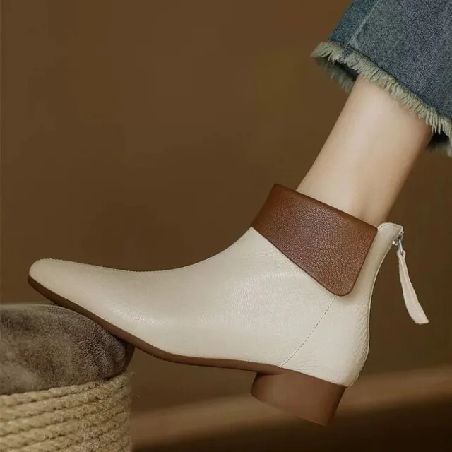 Women's Versatile Single layer Cotton lined French style Martin Boots Beige - Shop at LoveMi