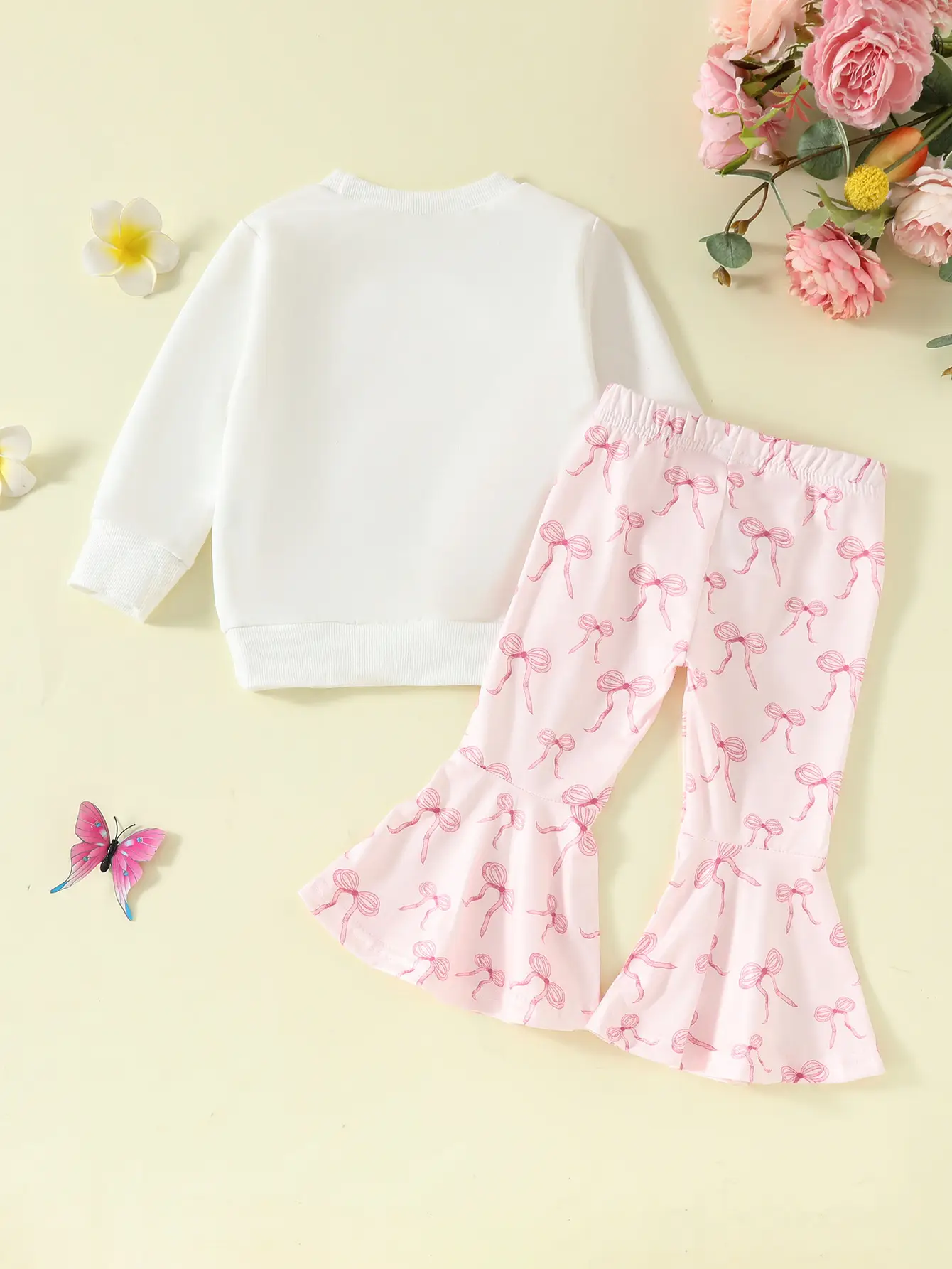 Letter Print Sweatshirt Bell-bottom Pants Suit