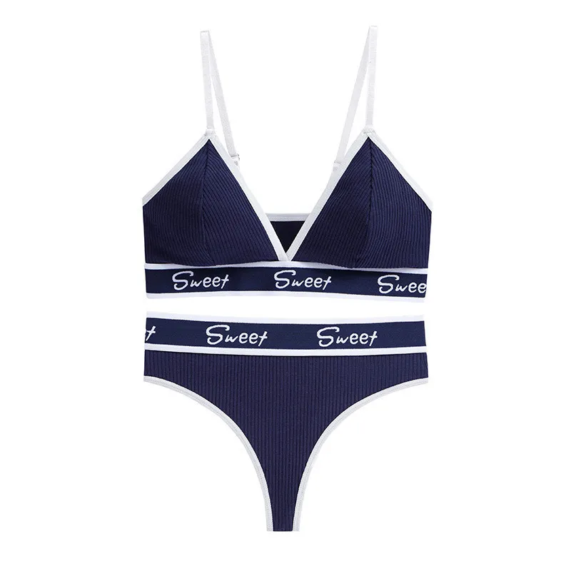 Underwear T-back Plus Size Fitness Yoga Sports Underwear - Navy Blue